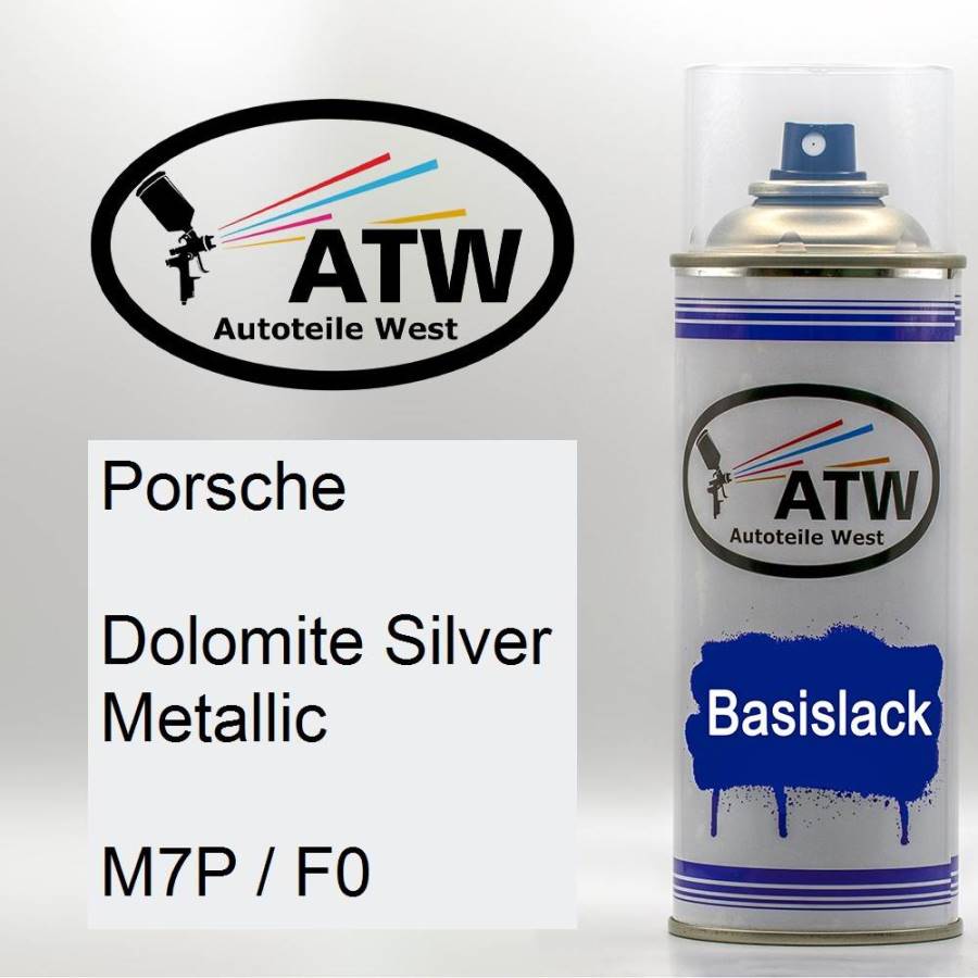 Porsche, Dolomite Silver Metallic, M7P / F0: 400ml Sprühdose, von ATW Autoteile West.
